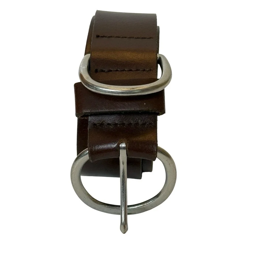 Genuine Italian Leather Brown Belt With Buckle Unisex Medium‎ 29